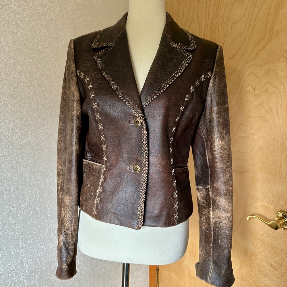 Cripple Creek distressed leather jacket for women size medium